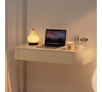 Tqertrtfxa Meuble-lavabo Suspendu Mural à Deux tiroirs, Coiffeuse en Bois Blanc crème, Unité de Rangement Grande capacité - Pratique et Fonctionnelle(100cm/39.4in)