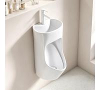 Tqoiozxa Urinoir Mural Céramique Homme avec Lave-Mains Robinet