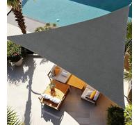 TQQEPOOL Voile Ombre Terrasse, Pergola Jardin Exterieur | HDPE, Transpirable, Inoxydable, Anti-décoloration, Résistant, Maille Plate, Piscine Abri(Gray,Triangle4*4*4M)