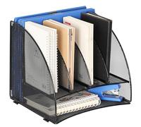 TQVAI 6 Compartiments Métal Corbeille a Courrier Organiseur de Bureau Porte Revue Bureau Trieur Documents A4 Rangement Papier Range Courrier, Noir