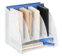 TQVAI 6 Compartiments Métal Corbeille a Courrier Organiseur de Bureau Porte Revue Bureau Trieur Documents A4 Rangement Papier Range Courrier, Blanc