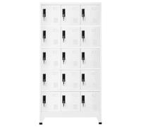 TQWPOFGKD Armoire à Casiers Verrouillable en Acier Blanc 90x40x180 cm | Portes sécurisées, étiquettes de tri, bouches d'aération, usage école et bureau, entretien aisé