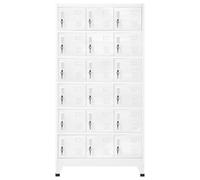 TQWPOFGKD Armoire Casier Métal 18 Compartiments 90x40x180 cm | Tôle durable, portes verrouillables, porte-carte nominatif, trous d'aération, assemblage facile, vestiaires gym et entreprise
