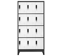 TQWPOFGKD Armoire Verrouillable Acier Anthracite et Blanc 90x45x180 cm | Acier durable, portes ventilées, étiquettes de tri, usage école bureau, rangement spacieux