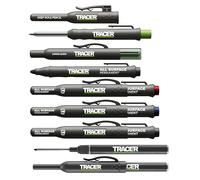 Tracer Kit de 8 marqueurs de construction - Comprend un crayon à trou profond, des marqueurs sans obstruction et à pointe longue, un étui de rangement avec fermoirs magnétiques