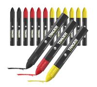 Tracer Lot de 12 crayons de bois de construction, couleurs mélangées, 6 x jaune, 4 x rouge, 2 x noir, crayons de marquage multi-surfaces
