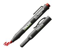 Tracer Marqueur de construction rouge sans obstruction avec étui de chantier (marqueur polyvalent parfait pour les surfaces brillantes et poussiéreuses) - Rouge