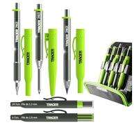 Tracer Pro Series - Kit de 5 marqueurs de construction avec étui de rangement - Crayon de charpentier à trou profond, crayon de précision, crayon résistant et distributeurs de mines de rechange