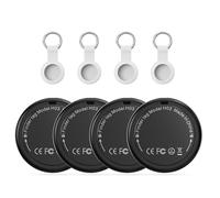 Traceur Bluetooth Noir - 4 Pack Tracker Tag Compatible avec Apple Localiser (Uniquement iOS 14.5+), Batterie remplaçable, étanche IP68, Localisateur de clés, Bagages, Sacs à Main, Portefeuilles