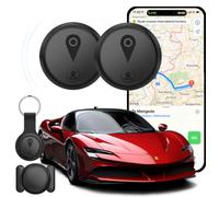 Traceur GPS Voiture,2Pack Mini traceur GPS dissimulé pour véhicules traceur GPS portable pour voiture,résistant aux éclaboussures compatible avec le réseau Localiser (iOS),sans abonnement mensuel-Noir