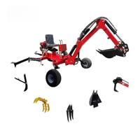 Tracteur de remorquage derrière la pelle rétrocaveuse, mini pelle hydraulique oscillante à 360 ° avec seaux interchangeables pour ferme, cour, fossés et construction