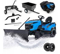 Tracteur tondeuse - HEXWELT - 452 cm³, 9,2 kW, coupe 97 cm, lame à neige, remorque - HW-TR-452