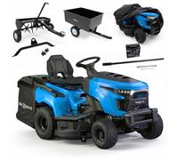Tracteur tondeuse HEXWELT HW-TR-452 452 cm³ coupe 97 cm hydrostatique bac 250 L remorque aérateur housse