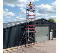 Trade Master Pro® Échafaudage en Aluminium | Robuste | Hauteur réglable | Base pliable | Charge admissible : 230 kg | Montage facile | Certifié EN1004 | Hauteur de travail : 4,0 m