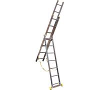 Trade Master Pro® Échelle combinée à 3 sections, échelle à marches et échelle autoportante tout-en-un | Aluminium léger | Capacité de charge de 150 kg | e EN131 | Dimensions : 3 x 10