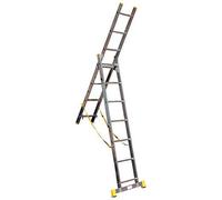 Trade Master Pro® Échelle télescopique combinée tout-en-un à 2 sections, échelle à marches et échelles autoportantes | Aluminium léger | Poids maximal : 150 kg | e EN131 | Dimensions : 2x9