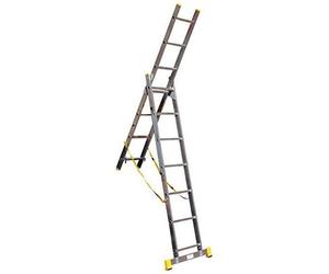 Trade Master Pro® Échelle télescopique combinée tout-en-un à 2 sections, échelle à marches et échelles autoportantes | Aluminium léger | Poids maximal : 150 kg | e EN131 | Dimensions : 2x9