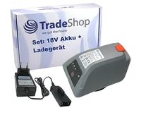 Trade-Shop Kit 2 en 1 : batterie Li-ion 18 V/2000 mAh + chargeur avec bloc d'alimentation compatible avec Gardena 8025-20 Comfort 35 Roll-up Automatic Li