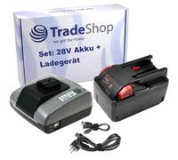 Trade-Shop Kit 2 en 1 : Batterie Li-ION 28 V / 3000 mAh + Chargeur avec USB Compatible avec Würth 0700956730, BS 28-A Combi, Batterie 28 V, Master H 28-MA