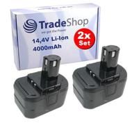 Trade-Shop Lot de 2 batteries Li-Ion 14,4 V 4 Ah compatibles avec Ryobi 1400144 1400655 1400656 1400671 4400011 130224017 1311166 1322547 1400669 1400669 14 00670 130240010