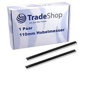 Trade-Shop Lot de 2 lames de rabot réversibles de rechange HSS 110 mm compatibles avec DeWalt Metabo Perles Nutool HolzHer Haffner Felisatti Draper Rabot électrique
