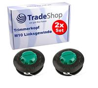 Trade-Shop Lot de 2 têtes de coupe à double fil M10 x 1,25 mm Filetage intérieur gauche compatible avec Emak Efco Oleo-Mac débroussailleuse avec engrenage angulaire