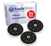 Trade-Shop Lot de 3 plaques de ponçage auto-agrippantes 15 trous M8 Ø 150 mm dur compatible avec ponceuse excentrique Makita BO6050 BO6050J remplace 197315-5 197314-7
