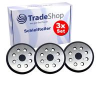 Trade-Shop Lot de 3 plateaux de ponçage 125 mm avec dos en métal compatibles avec ponceuse excentrique DeWalt DW426/K D26453/K D26451, Hitachi SV13YA SV13YB