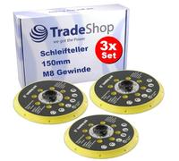 Trade-Shop Lot de 3 plateaux de ponçage 150 mm compatibles avec ponceuse excentrique Trade-Shop BO6030 BO6040, compatible avec Festool RO1 ET2 ES150 ETS150