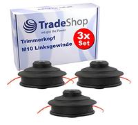 Trade-Shop Lot de 3 têtes de tondeuse M10 x 1,25 mm pour Husqvarna 26 L, 125 R, 132 L, 132 R, 125 RB, 132 RB, 32 LC, 125 L/LD, 232 L, 325 LX
