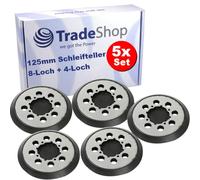 Trade-Shop Lot de 5 disques abrasifs à 8 trous + 4 trous - Diamètre : 125 mm - Avec dos en métal - Compatible avec Dewalt DCW 210 D1R - Remplace N329079