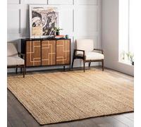 Trademoon Tapis carré en jute naturelle de 1,2 m - Tapis bohème chic en jute naturelle tressé à la main - Décoration rustique pour salon, salle à manger et chambre à coucher