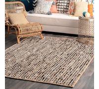 Trademoon Tapis rustique en jute et coton Natura, noir, blanc, 3,7 x 4,6 m
