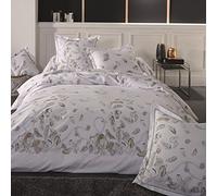 Tradilinge - Housse de Couette Plumes à imprimés Plumes Percale de Coton/Coton Blanc 260x240 cm
