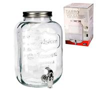 Tradineur - Bocal distributeur avec robinet - En verre transparent - Capacité de 5 litres - Récipient pour servir de l'eau, des boissons froides, des sodas - 27 x 16,5 cm