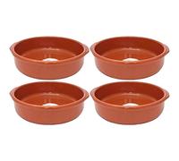 Tradineur - Lot de 4 casseroles rondes en terre cuite - Convient pour vitro et four - Idéal pour ragoûts et rôtis faits maison - Ø 32 cm