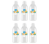 Tradineur Lot de 6 bouteilles en plastique réutilisables et recyclables avec bouchon à vis pour eau, lait, smoothies, jus, soda, limonade, réfrigérateur 750 ml - 22 x 7,5 cm