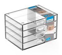 Tradineur Mini commode transparente A6 avec 4 tiroirs, plastique, organisateur de cosmétiques, maquillage, accessoires de couture, vis, fabriqué en Espagne, 11 x 17 x 12,5 cm