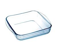 Tradineur Plat à four carré en verre pour four, micro-ondes, congélateur et lave-vaisselle 1,6 l 5 x 25 x 22 cm