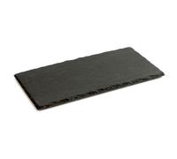 Tradineur Plateau rectangulaire en ardoise pour hôtellerie, service et dégustation - Chant rustique - Planche en pierre naturelle pour servir des collations - 40 x 20 cm