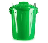 Tradineur - Poubelle en plastique - Inclut un couvercle et des poignées métalliques - Fabriqué en Espagne - Conteneur de déchets - Capacité de 100 L - 74,5 x 57 x 52 cm - Couleur Vert