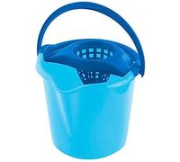 Tradineur - Seau à récurer rond translucide avec égouttoir, polypropylène, poignée et ligne de mesure, léger, nettoyage, maison, fabriqué en Espagne, 13,5 litres, couleur aléatoire