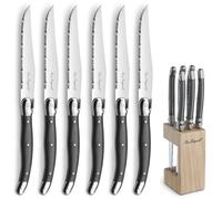 LOU LAGUIOLE - Bloc de 6 couteaux steak - Tradition - Acier inoxydable 18/0, Finition Brillante - Gris Anthracite