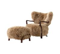 &Tradition Chaise longue Wulff ATD2 fauteuil et pouf ATD3 Noyer huilé-Miel peau de mouton