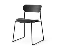 &Tradition Chaise Pavilion AV52 assise rembourrée Black-Noble leather Black