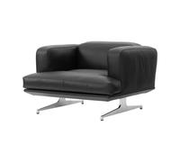 &Tradition Fauteuil Inland AV21 Aluminium poli noir en cuir noble