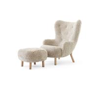 &Tradition Fauteuil Petra VB3 High incl. pouf ATD1 Chêne huilé-Sheepskin Moonlight
