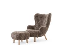 &Tradition Fauteuil Petra VB3 High incl. pouf ATD1 Chêne huilé-Sheepskin Sahara