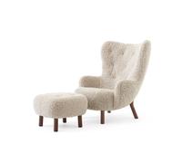 &Tradition Fauteuil Petra VB3 High incl. pouf ATD1 Noix de Grenoble huilée-Sheepskin Moonlight