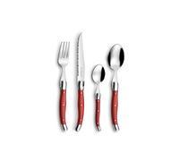 LOU LAGUIOLE - Valisette avec 24 couverts de table pour 6 personnes - Tradition - Acier inoxydable 18/0, Finition Brillante - Rouge